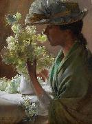 Charles Courtney Curran Lady with a Bouquet Spain oil painting artist